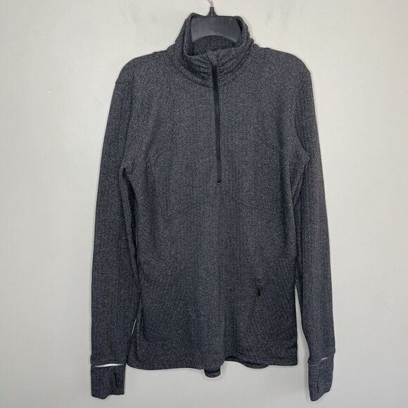 LULULEMON Kanto Catch Me 1/2 Zip Womens 8 Heather Herringbone Gray Running - Picture 1 of 14